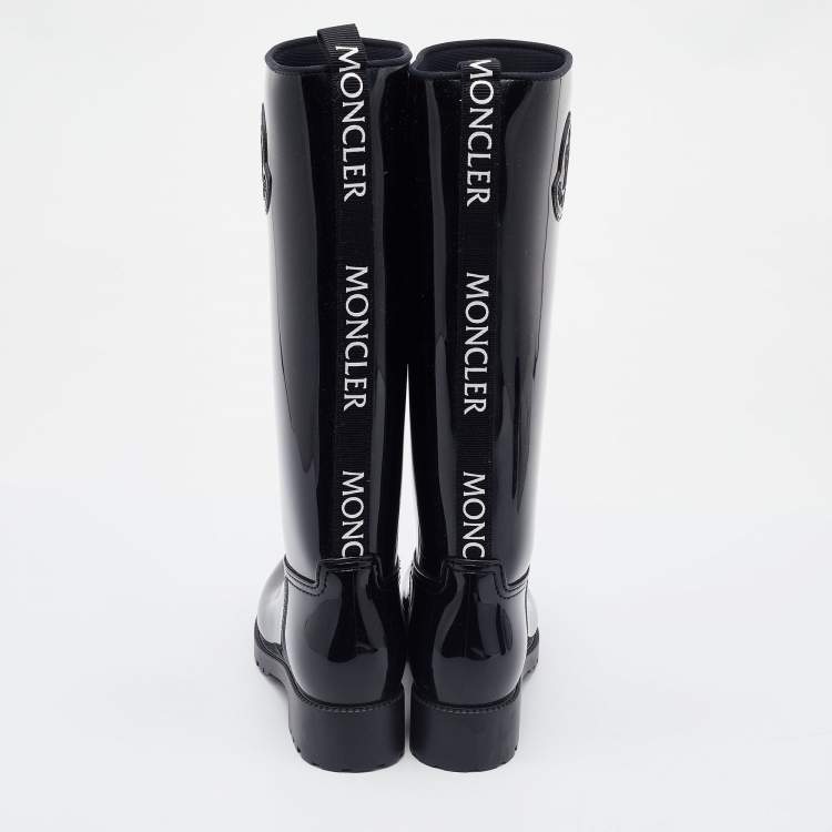 Pre Owned Moncler Black Rubber Ginger Rain Boots Size 36