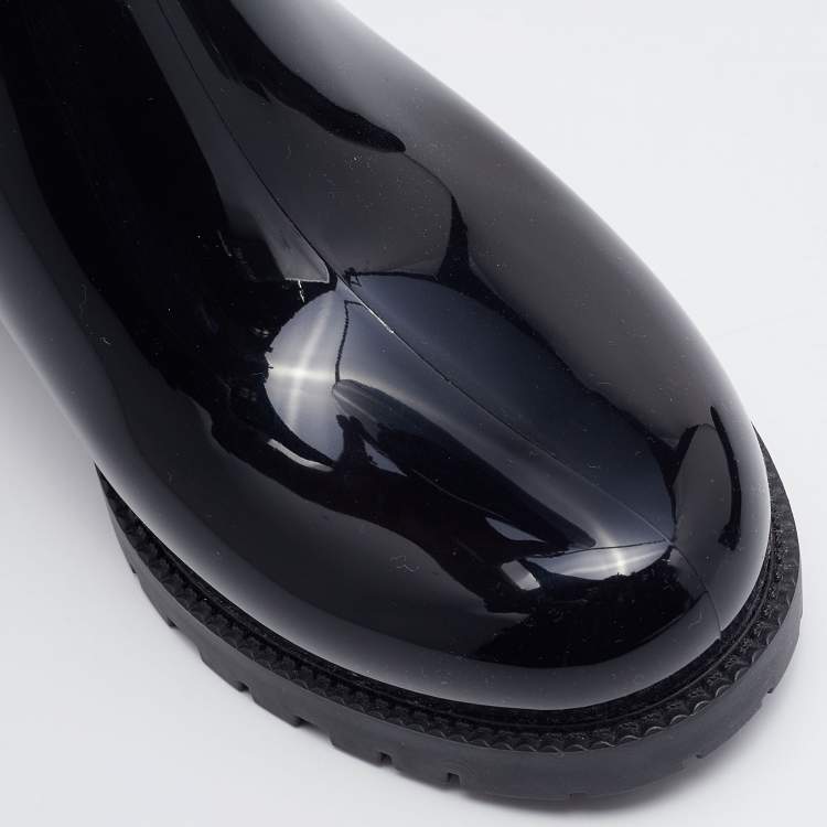 Pre Owned Moncler Black Rubber Ginger Rain Boots Size 36