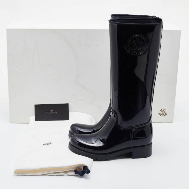 Pre Owned Moncler Black Rubber Ginger Rain Boots Size 36