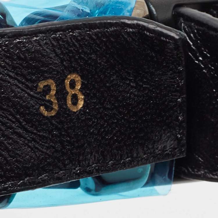 Pre Owned Moncler Black Leather Solarisse Cross Strap Sandals Size 38