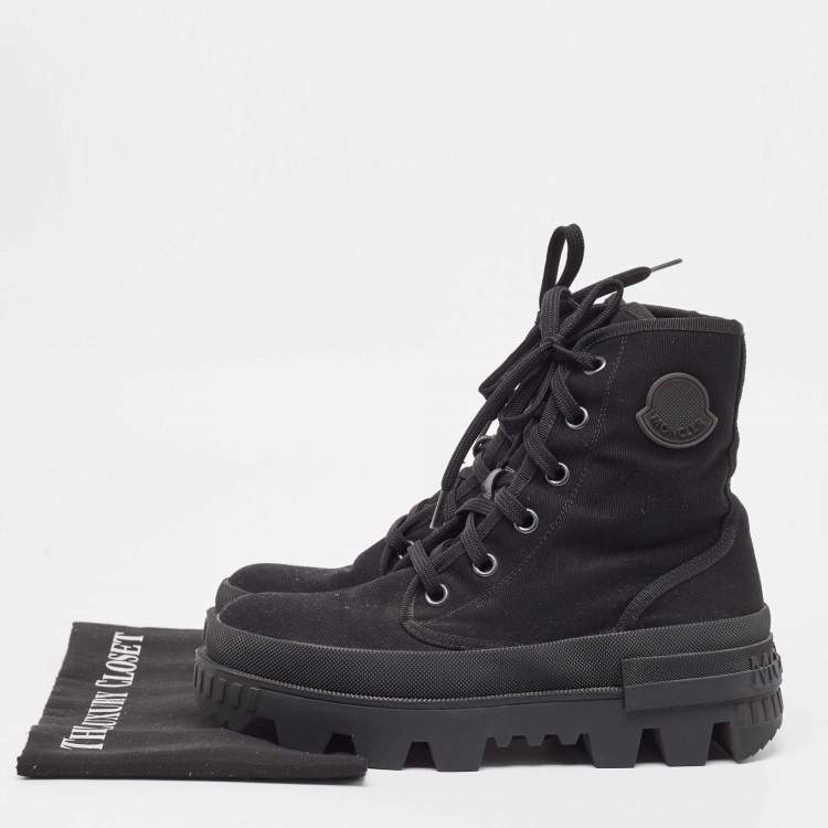 Pre Owned Moncler Black Canvas Pyla Ankle Boots Size 37