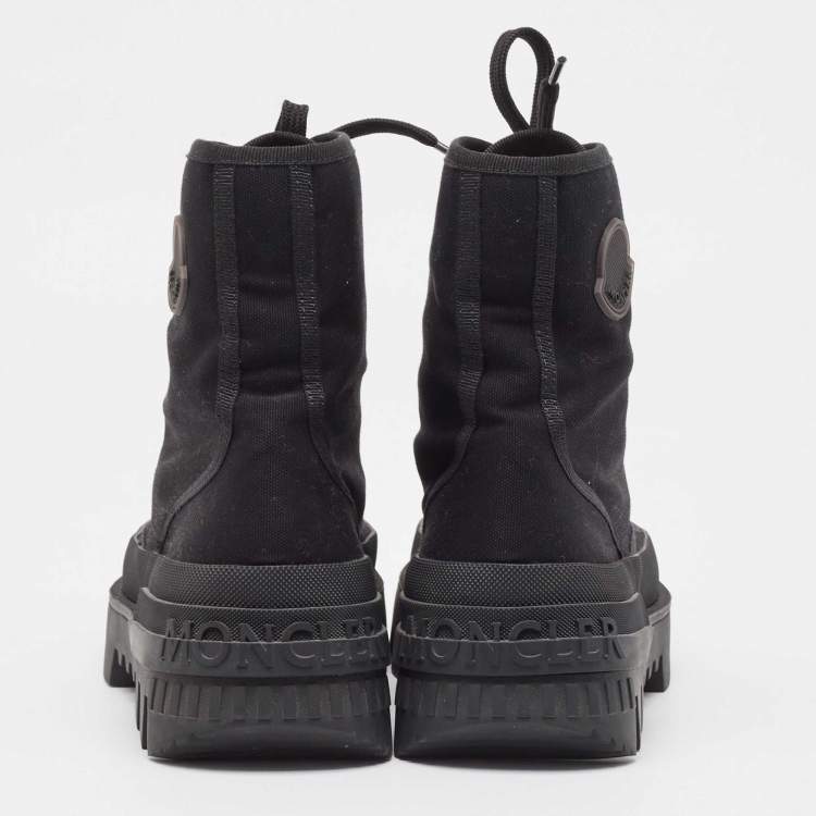 Pre Owned Moncler Black Canvas Pyla Ankle Boots Size 37