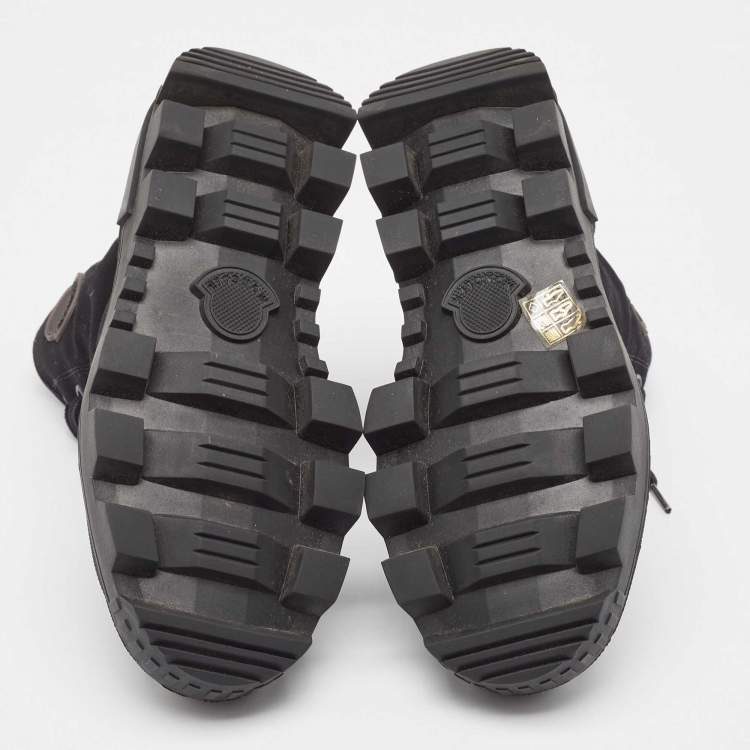 Pre Owned Moncler Black Canvas Pyla Ankle Boots Size 37