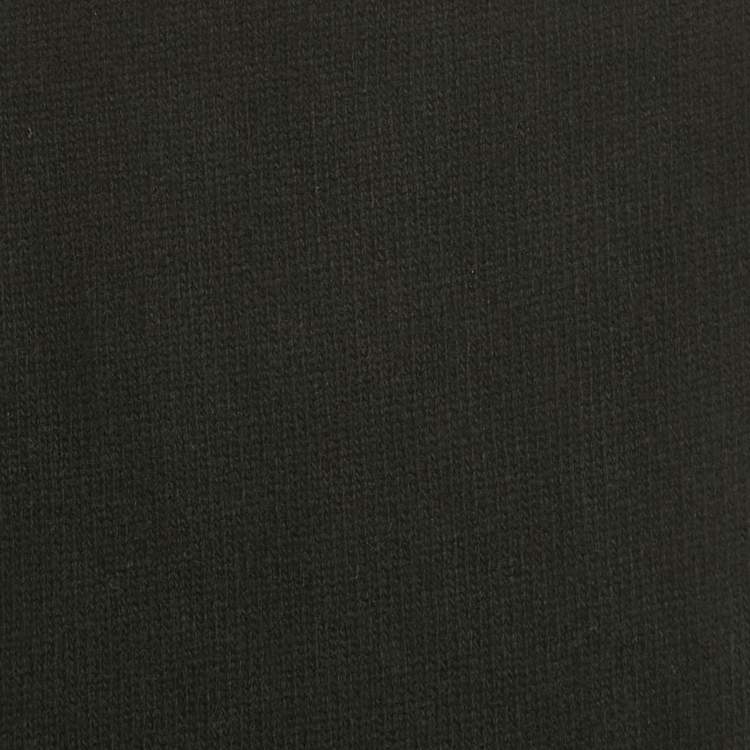 Pre Owned Moncler Black Logo Patch Wool Beanie and Scarf