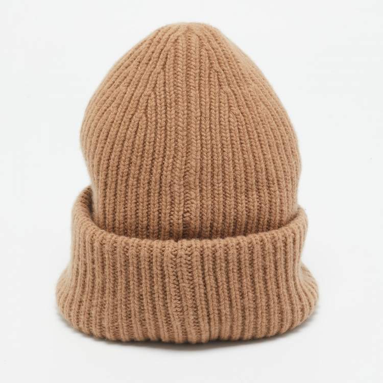 Pre Owned Moncler 8 Palm Angels Light Brown Wool Beanie 