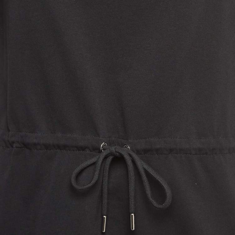 Pre Owned Moncler Black Cotton Knit Waist Tie Up Top S