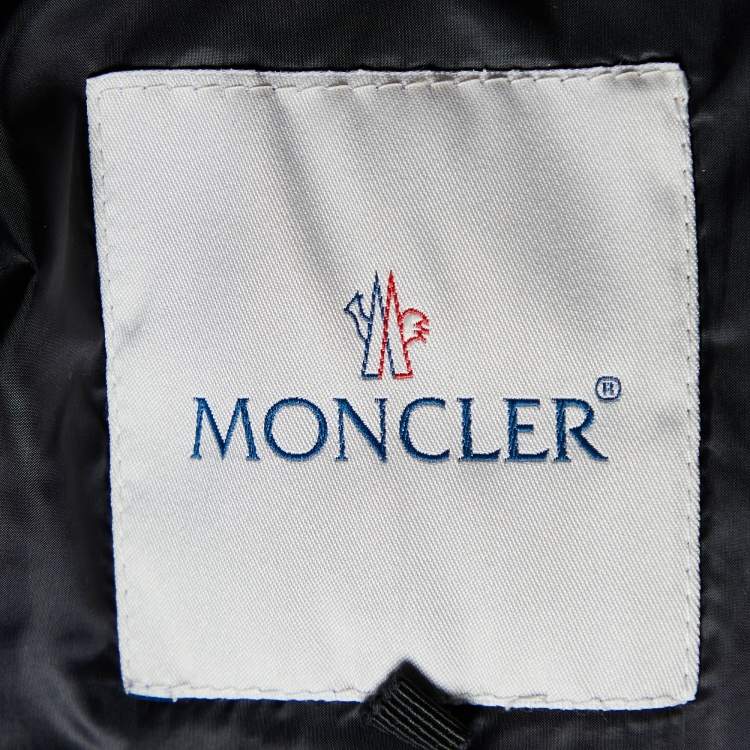 Pre Owned Moncler Black Synthetic Zip-Up Quilted Down Jacket L