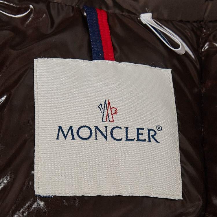 Pre Owned Moncler Brown Synthetic Detachable Hood Quilted Down Jacket M