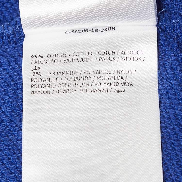 Pre Owned Moncler Blue Logo Applique Cotton Puff Sleeve Sweatshirt M