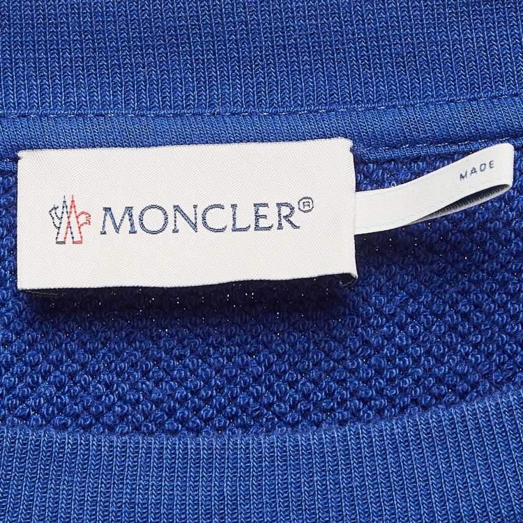 Pre Owned Moncler Blue Logo Applique Cotton Puff Sleeve Sweatshirt M