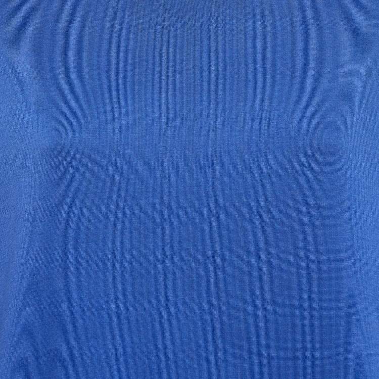 Pre Owned Moncler Blue Logo Applique Cotton Puff Sleeve Sweatshirt M