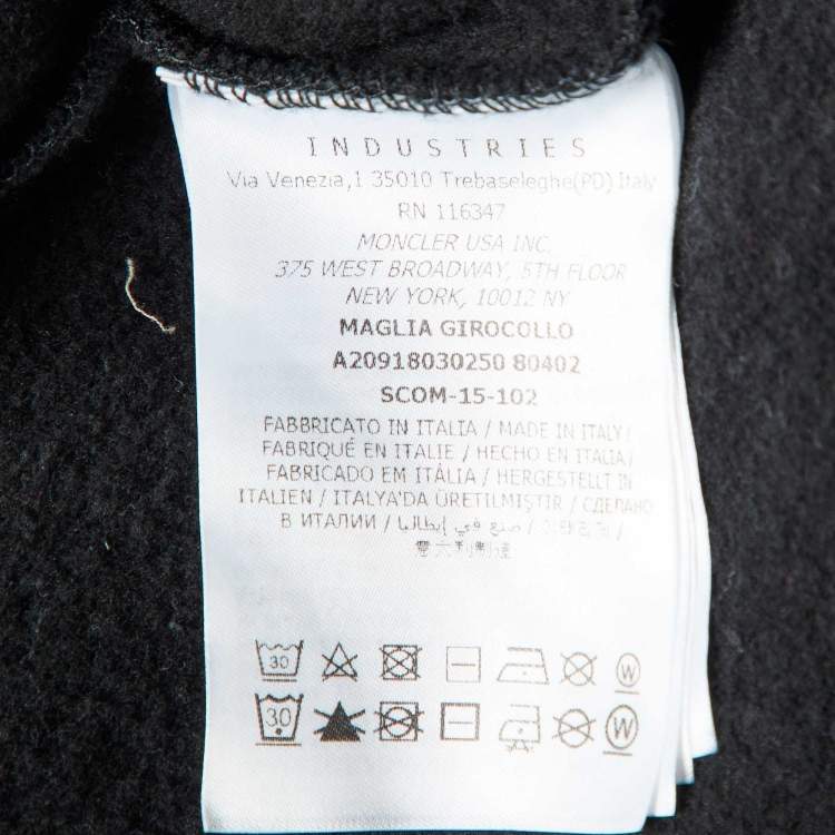 Pre Owned Moncler Black Printed Cotton Knit Crewneck Sweatshirt XXL