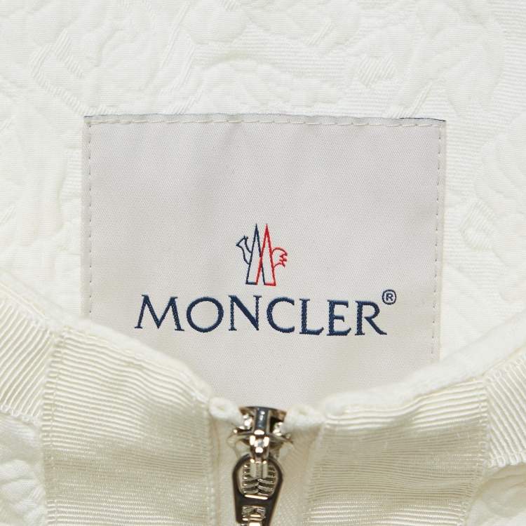 Pre Owned Moncler Off White Floral Jacquard Elea Jacket S