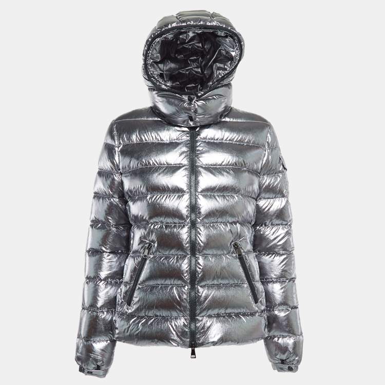 Moncler Silver Synthetic Detachable Hood Quilted Down Jacket M Moncler TLC
