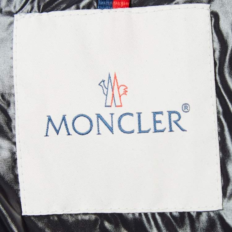 Pre Owned Moncler Silver Synthetic Detachable Hood Quilted Down Jacket M