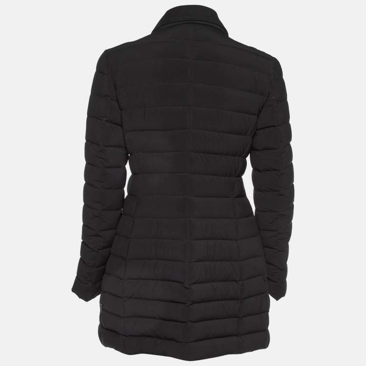 Pre Owned Moncler Black Synthetic Zip-Up Quilted Downs Jacket S