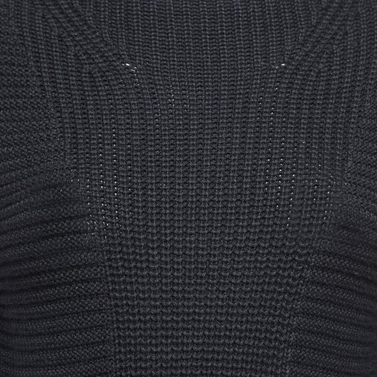 Pre Owned Moncler Black Rib Knit Turtle Neck Mini Sweat Dress S