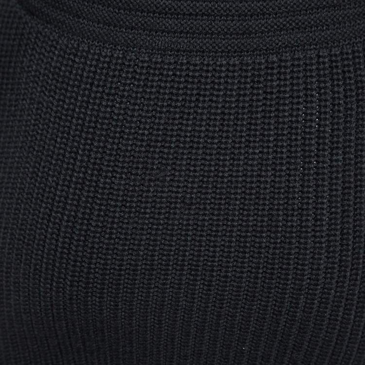 Pre Owned Moncler Black Rib Knit Turtle Neck Mini Sweat Dress S