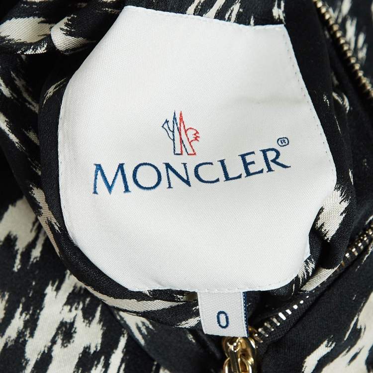 Pre Owned Moncler Black Abstract Print Synthetic Reversible Quilted Coat XS