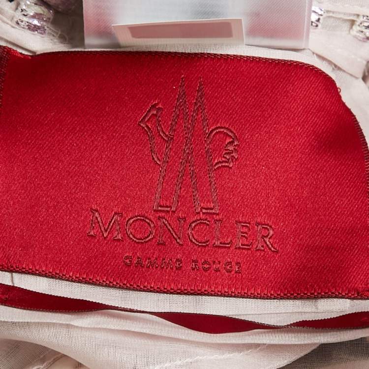 Pre Owned Moncler Metallic Pink Lace Lucy Gilet Mini Dress XS