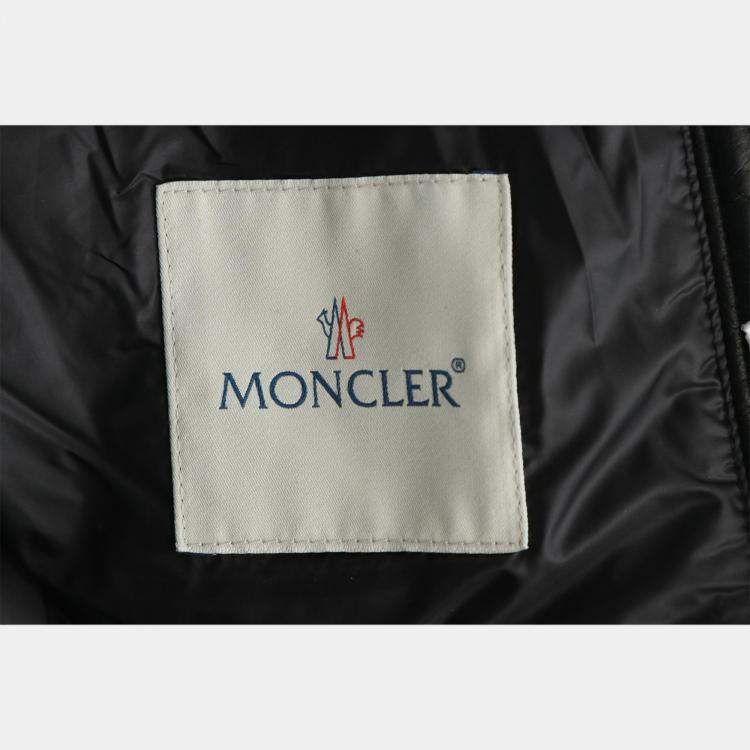 Pre Owned Moncler Leather Puffer Jacket XXS