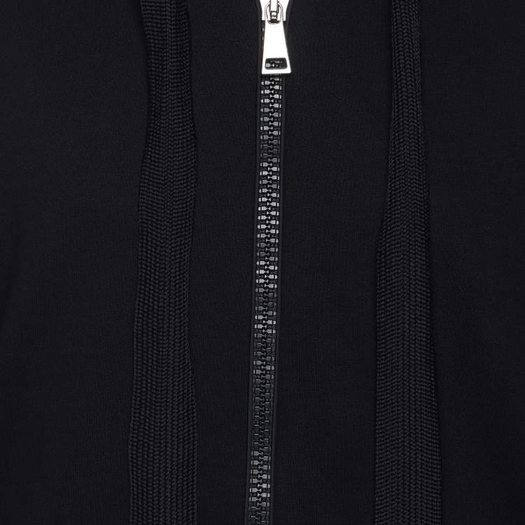 Pre Owned Moncler Navy Blue Cotton Knit Zipped Hooded Sweatshirt M