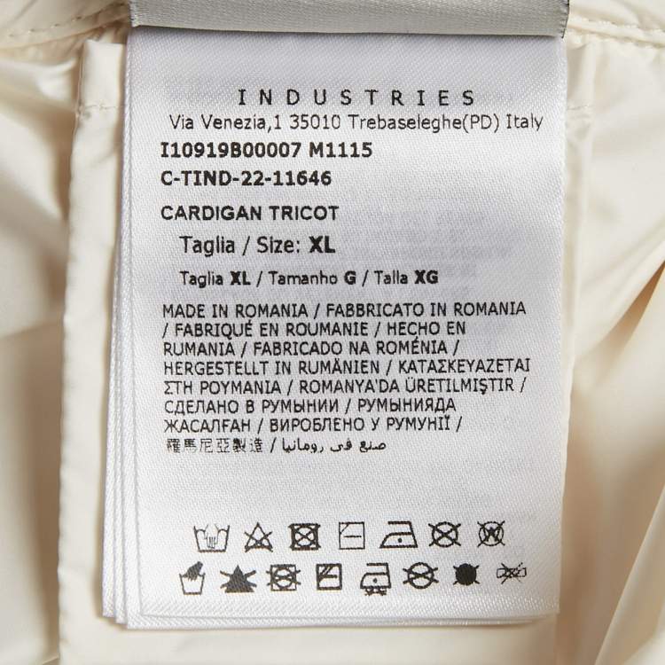 Pre Owned Moncler Cream Synthetic and Knit Downs Tricot Cardigan XL