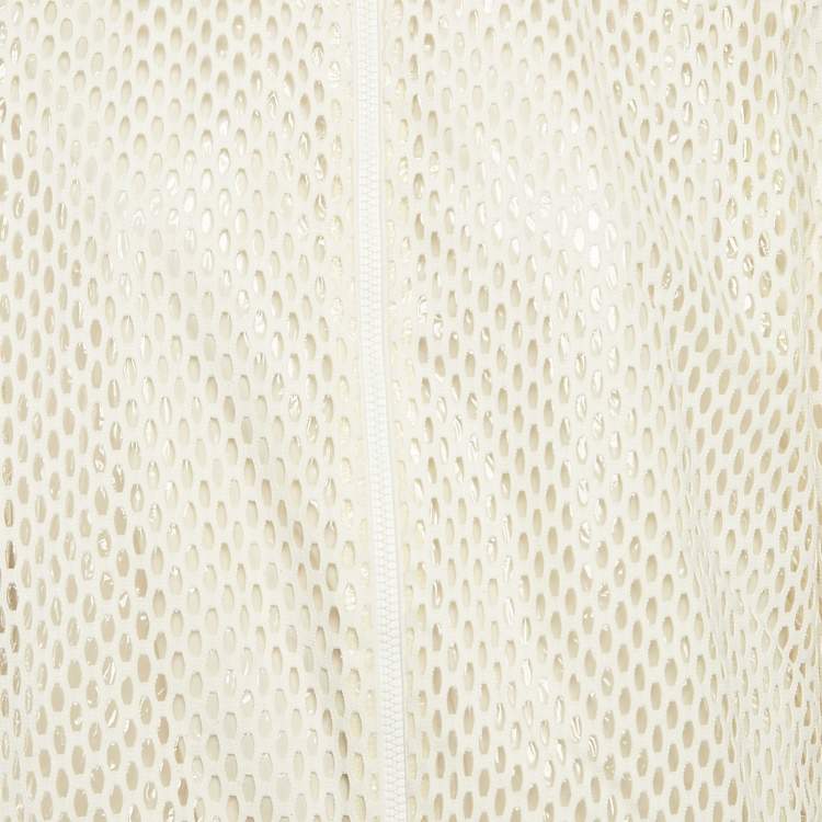 Pre Owned Moncler White Pulcherrima Mesh Overlay Jacket L