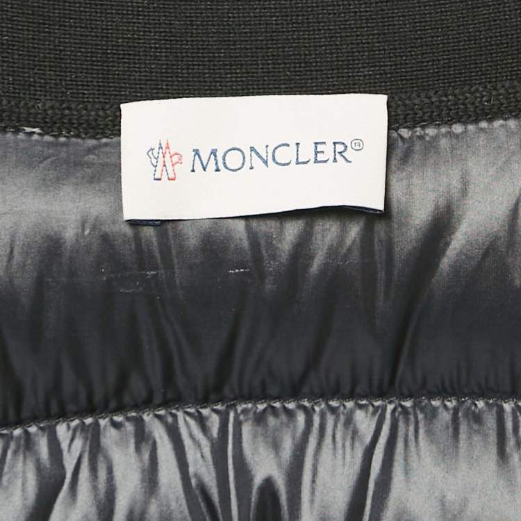 Pre Owned Moncler Black Synthetic and Knit Button Front Down Cardigan S