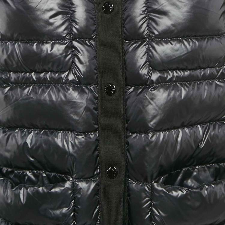 Pre Owned Moncler Black Synthetic and Knit Button Front Down Cardigan S