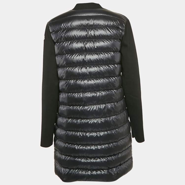 Pre Owned Moncler Black Synthetic and Knit Button Front Down Cardigan S