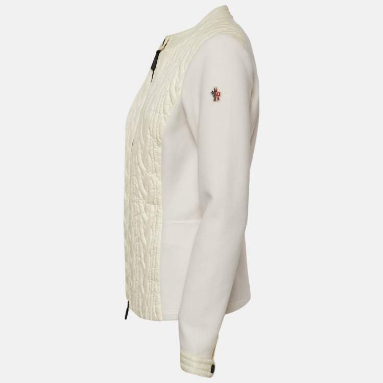 ダウンジャケット・コート Moncler White Quilted Jacket In Nylon Moncler - Quilted Nylon-Panelled Cotton-Jersey Hooded Down