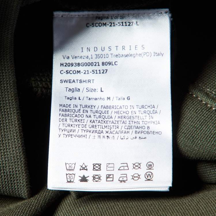 Pre Owned Moncler Green Logo Print Cotton Knit Sweatshirt L