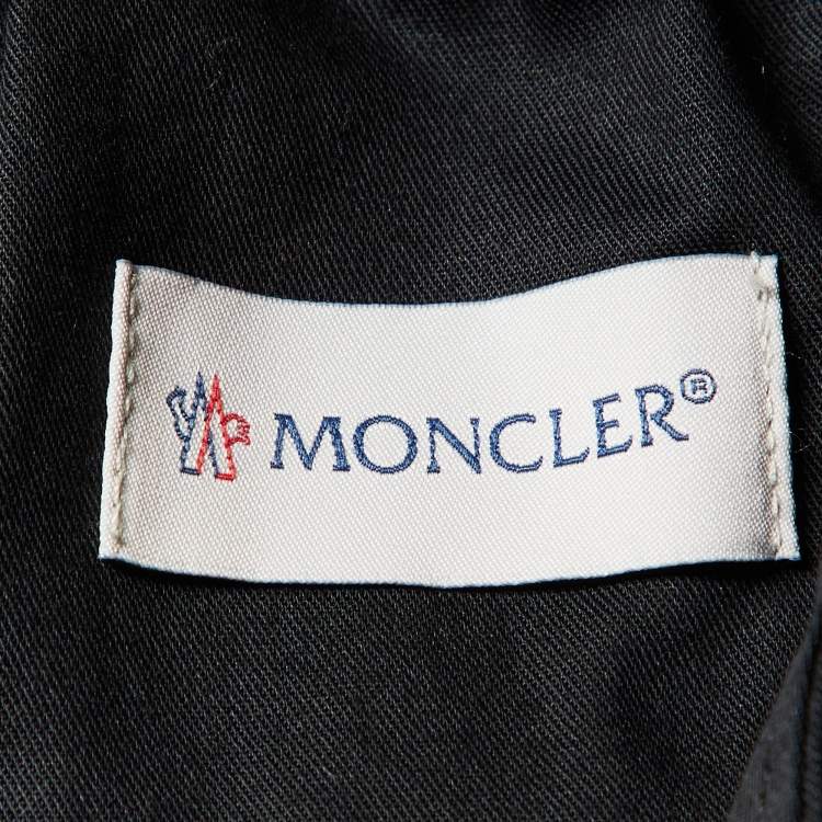 Pre Owned Moncler Black Crepe Logo Tape Trimmed Trackpants L