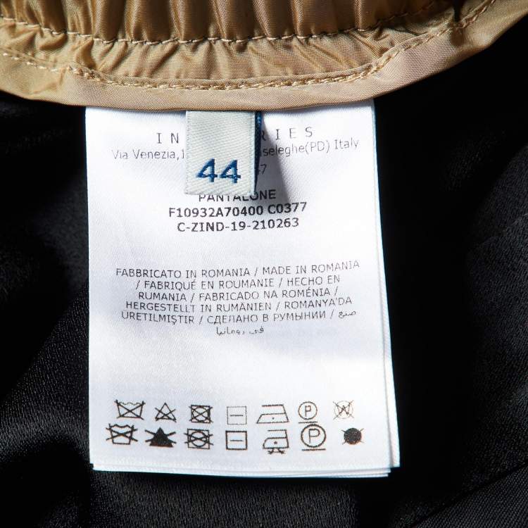 Pre Owned Moncler Black Crepe Logo Tape Trimmed Trackpants L