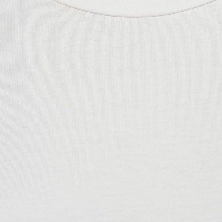 Pre Owned Moncler White Cotton Flared Sleeve Logo Lace Detail T-Shirt L