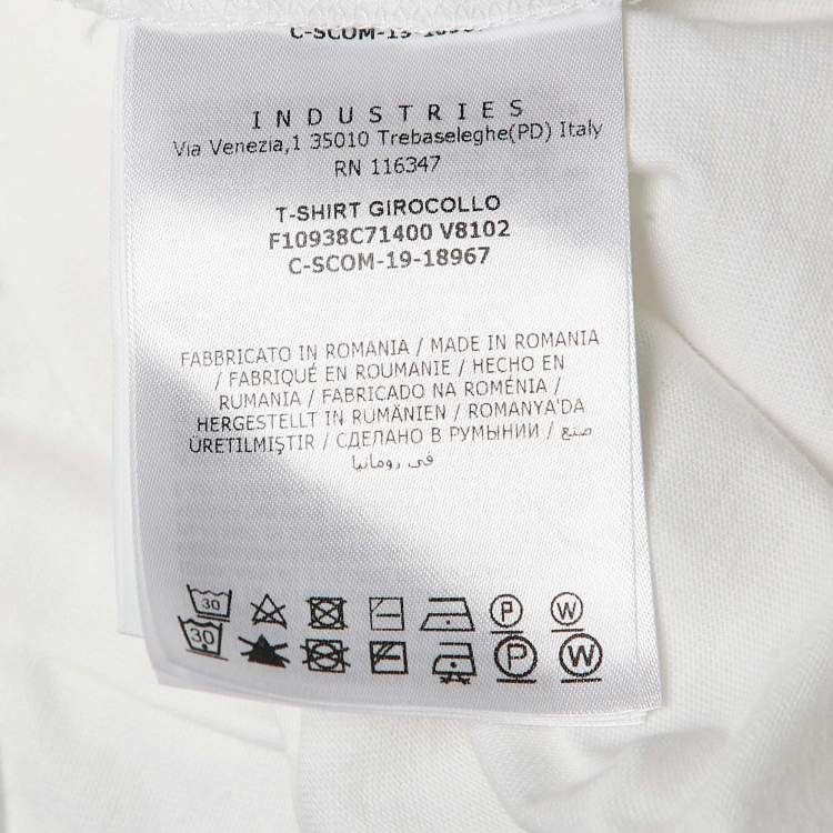 Pre Owned Moncler White Cotton Flared Sleeve Logo Lace Detail T-Shirt L