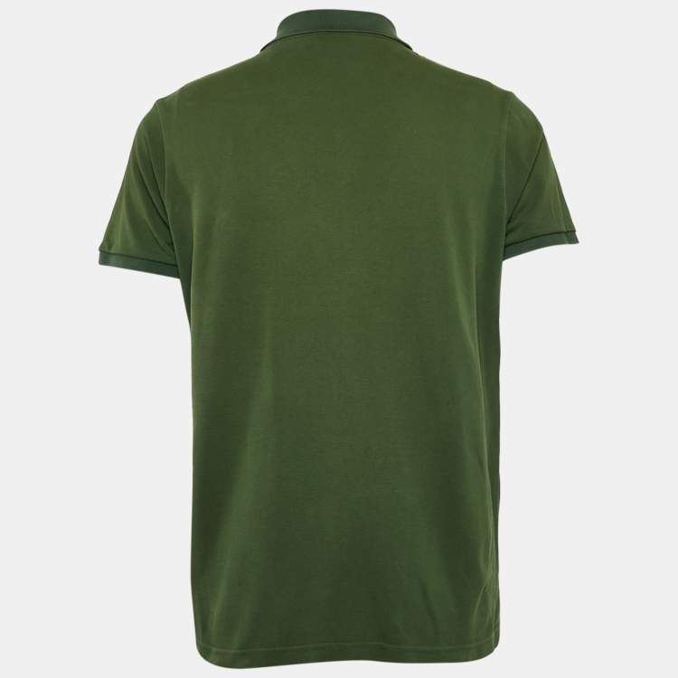 Pre Owned Moncler Green Cotton Pique Logo Applique Detail Polo T-Shirt XL