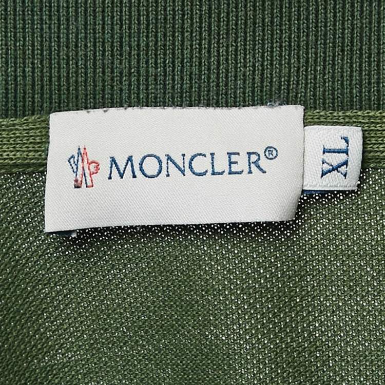 Pre Owned Moncler Green Cotton Pique Logo Applique Detail Polo T-Shirt XL