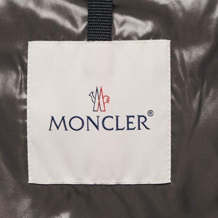 Pre Owned Moncler Silver Wool Blend Detachable Fur Cardamine Giubbotto Down Jacket M