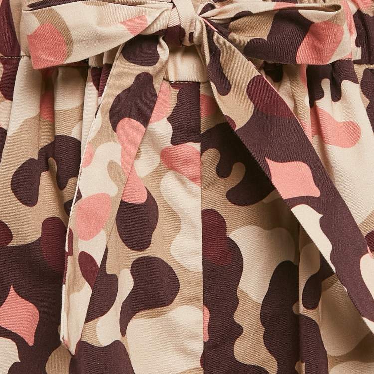 Pre Owned Moncler Beige Camouflage Print Cotton Shorts S