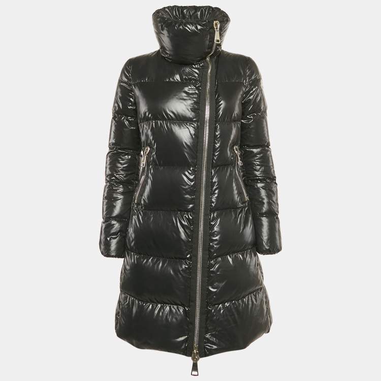 Pre Owned Moncler Black Nylon Zip-Up Puffer Down Jacket S