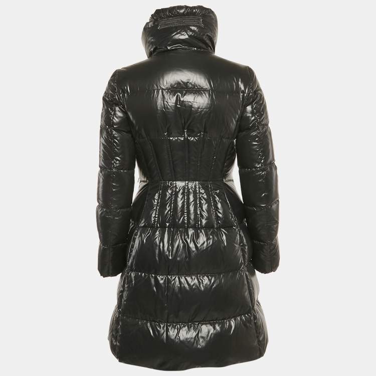 Pre Owned Moncler Black Nylon Zip-Up Puffer Down Jacket S