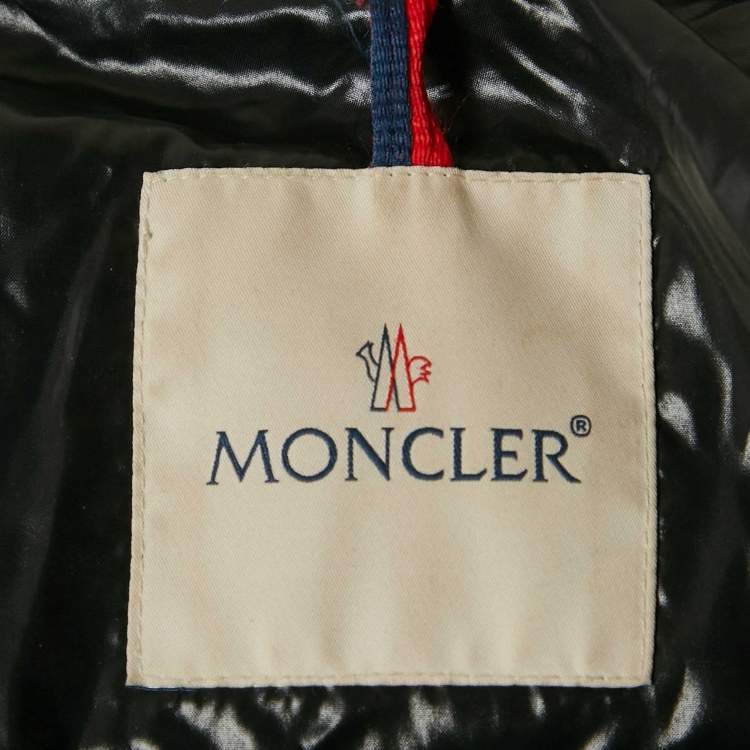Pre Owned Moncler Black Nylon Zip-Up Puffer Down Jacket S