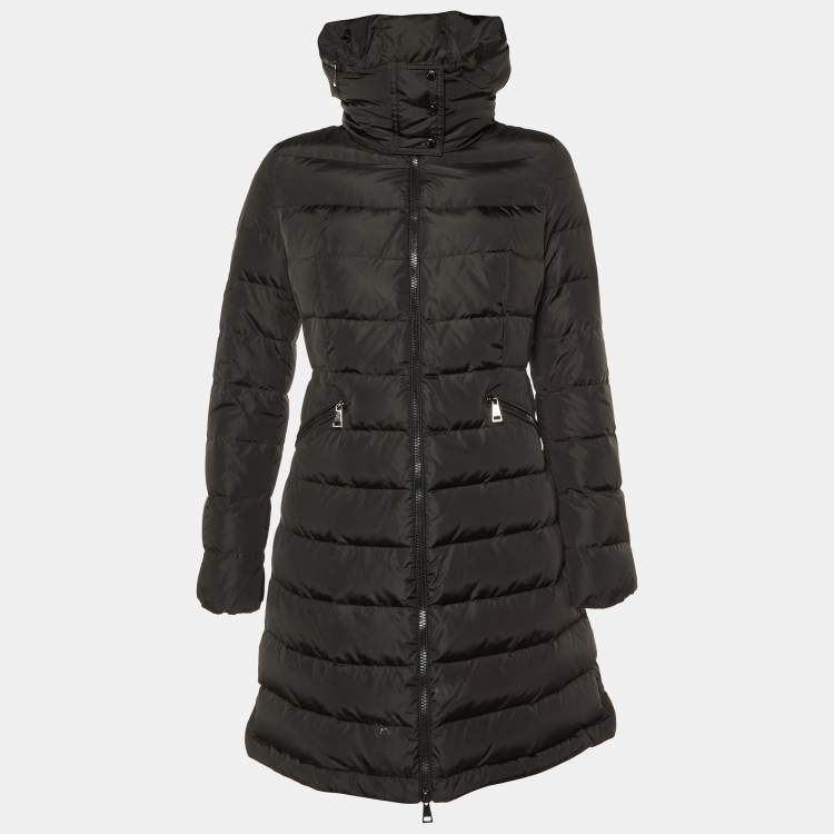 Pre Owned Moncler Black Nylon Flamette Quilted Coat XS