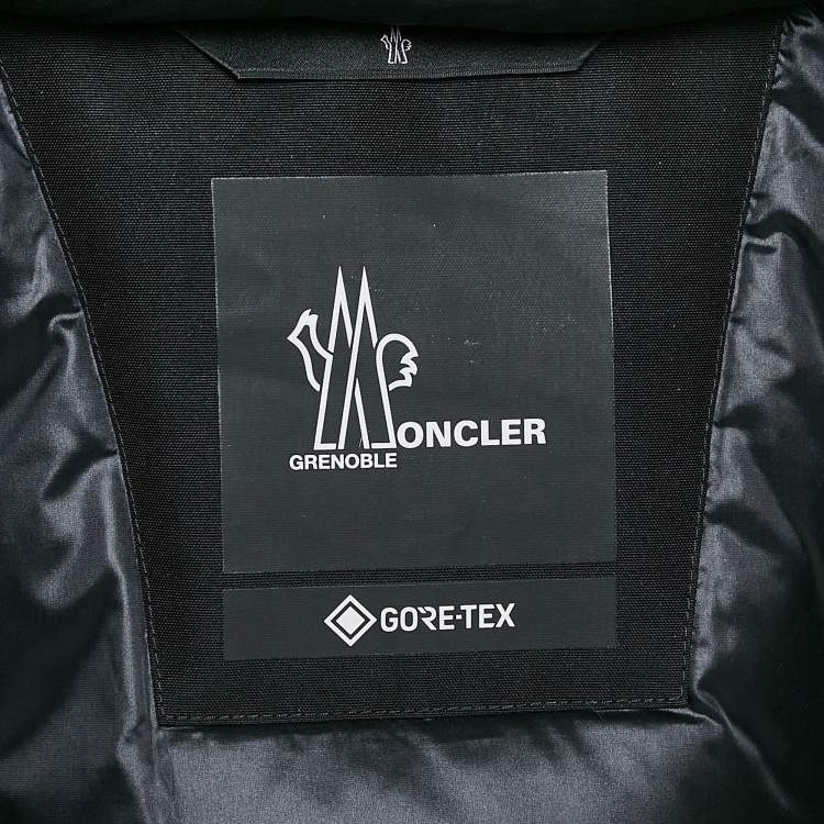 Pre Owned Moncler Grenoble Black Synthetic and Fur Detachable Hood Down Jacket XS