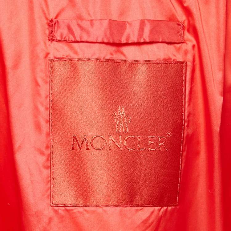 Pre Owned Moncler Red Rib Knit and Nylon Jadeite Down Jacket S