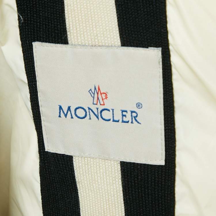Pre Owned Moncler Black Nylon Button Front Detachable Collar Quilted Down Jacket L
