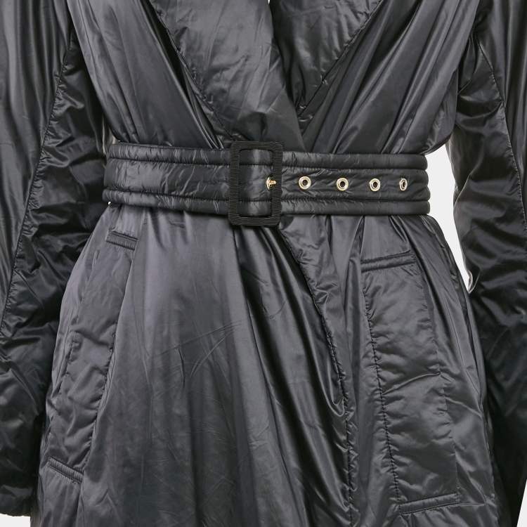 Pre Owned Moncler Black Nylon Open Front Quilted Down Jacket XS