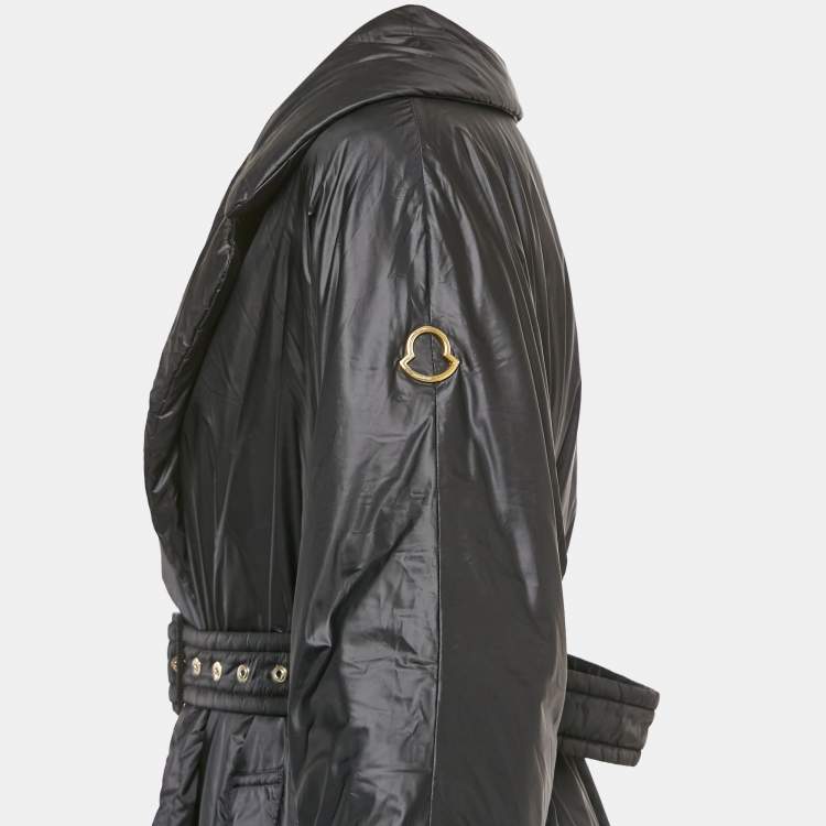 Pre Owned Moncler Black Nylon Open Front Quilted Down Jacket XS